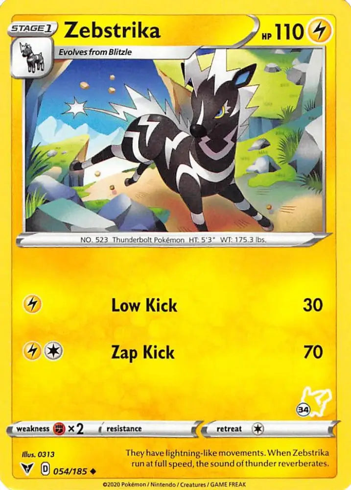 Zebstrika (054/185) (Pikachu Stamp #34) [Battle Academy 2022] - Pokemon Single