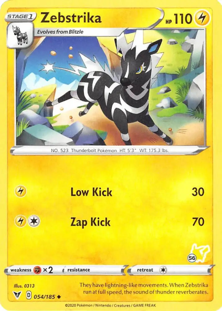 Zebstrika (054/185) (Pikachu Stamp #56) [Battle Academy 2022] - Pokemon Single