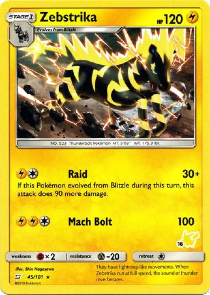 Zebstrika (45/181) (Pikachu Stamp #16) [Battle Academy 2020] - Pokemon Single