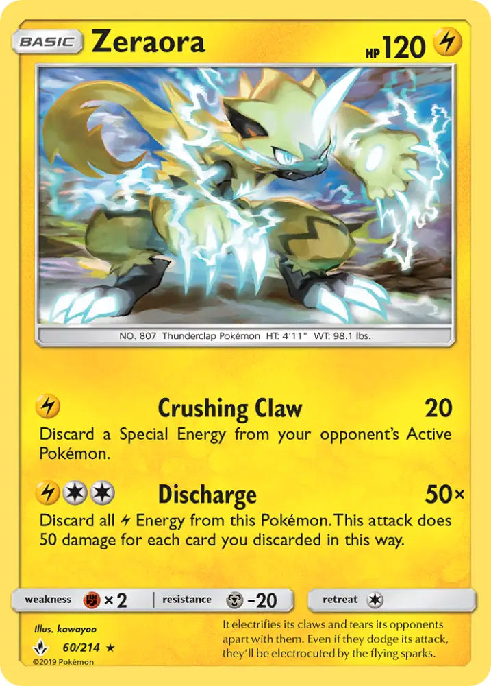 Zeraora (60/214) [Sun & Moon: Unbroken Bonds] - Pokemon Single