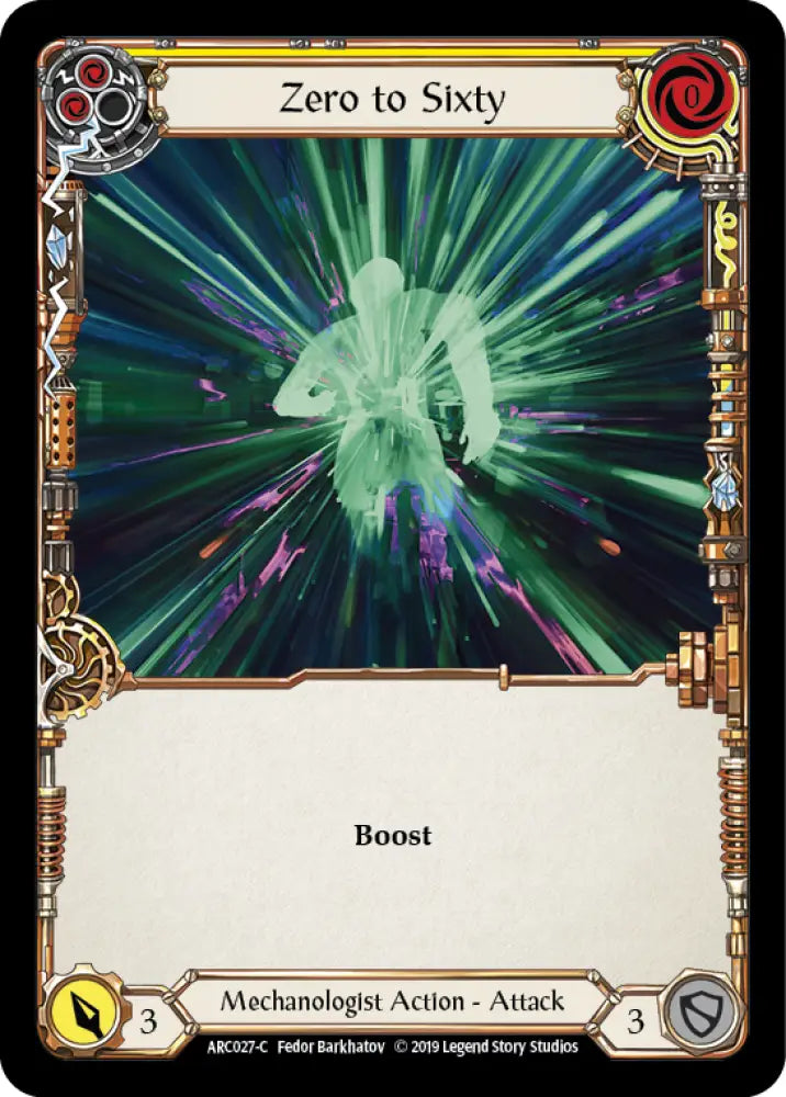 Zero to Sixty (Yellow) [Arcane Rising 1st Edition] 1st Edition Rainbow Foil - Flesh And Blood Single