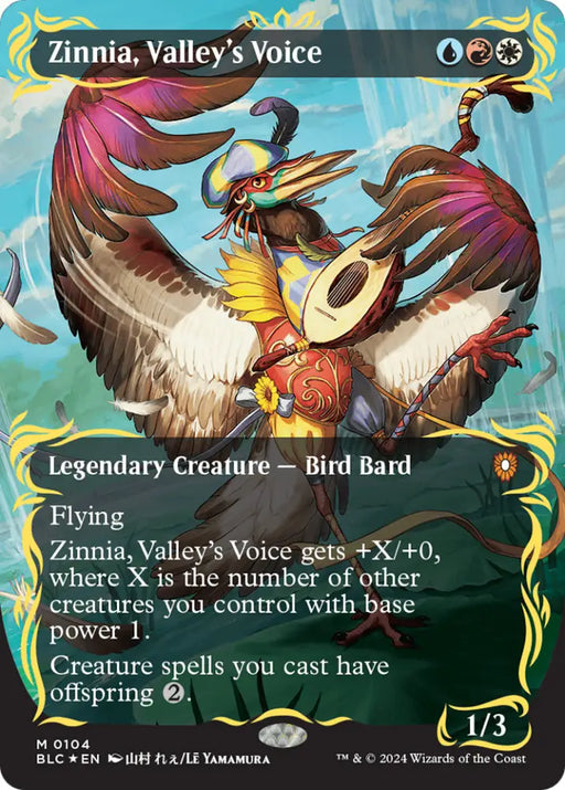Zinnia Valley’s Voice (Borderless) (Raised Foil) [Bloomburrow Commander] - MTG Single
