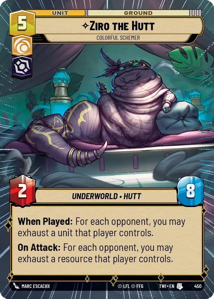 Ziro the Hutt - Colorful Schemer (Hyperspace) (450) [Twilight of the Republic] - Star Wars: Unlimited Single