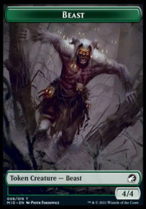 Zombie (005) // Beast (008) Double-Sided Token [Innistrad: Midnight Hunt Tokens] - MTG Single
