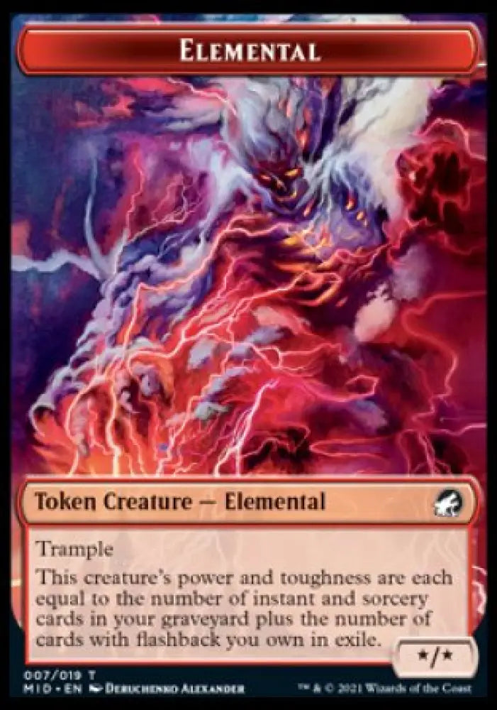 Zombie (005) // Elemental Double-Sided Token [Innistrad: Midnight Hunt Tokens] - MTG Single