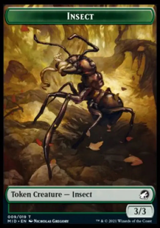 Zombie (005) // Insect Double-Sided Token [Innistrad: Midnight Hunt Tokens] - MTG Single