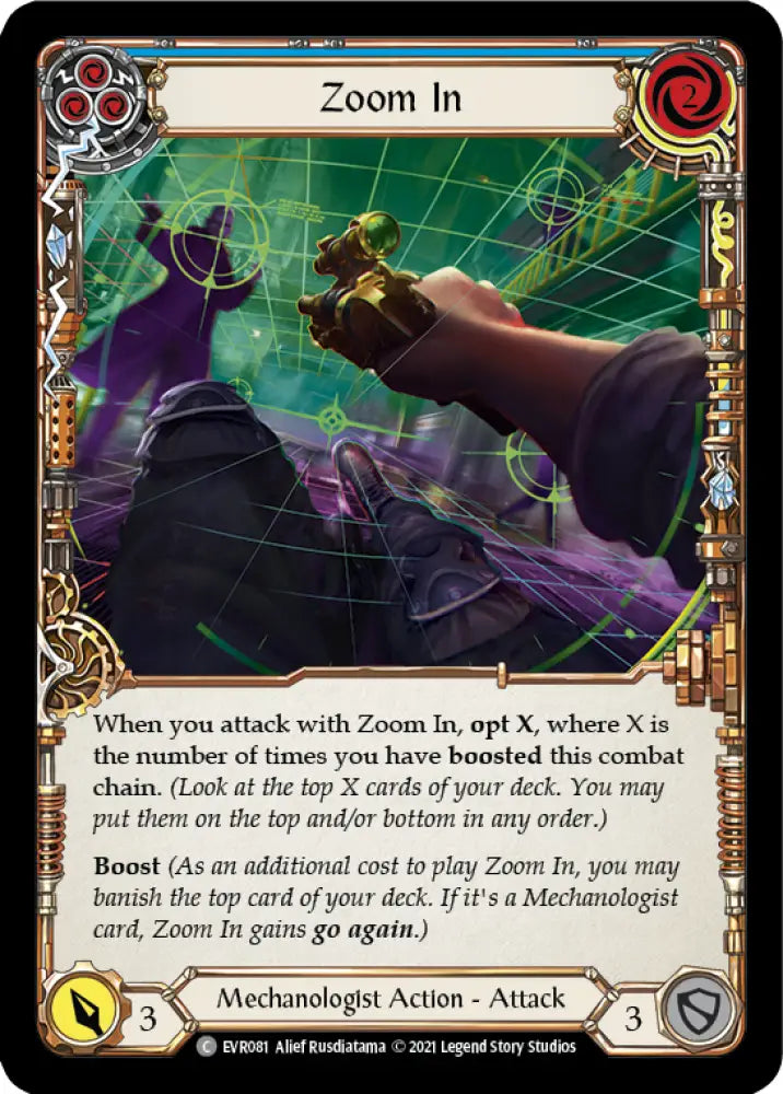 Zoom In (Blue) [Everfest] 1st Edition Rainbow Foil - Flesh And Blood Single