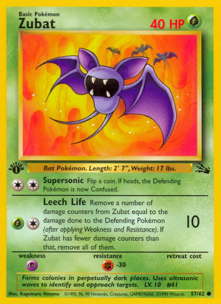Zubat (57/62) [Fossil 1st Edition] - Pokemon Single
