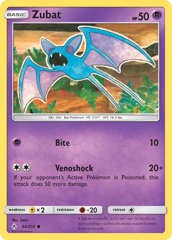 Zubat (64/214) [Sun & Moon: Unbroken Bonds] - Pokemon Single