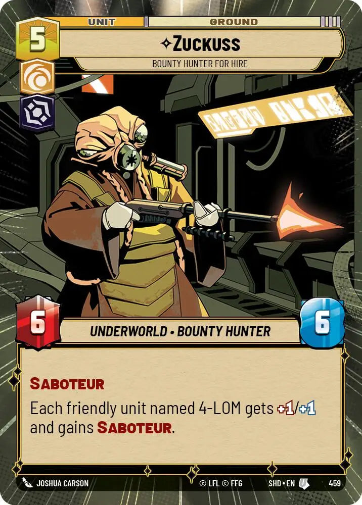 Zuckuss - Bounty Hunter for Hire (Hyperspace) (459) [Shadows of the Galaxy] - Star Wars: Unlimited Single