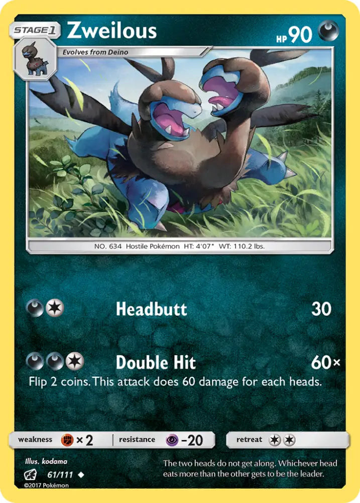 Zweilous (61/111) [Sun & Moon: Crimson Invasion] - Pokemon Single
