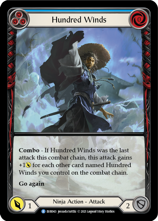 Hundred Winds (Blue) [Everfest] 1st Edition Extended Art Rainbow Foil