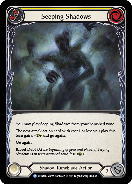 Seeping Shadows (Yellow) [Monarch 1st Edition] 1st Edition Rainbow Foil