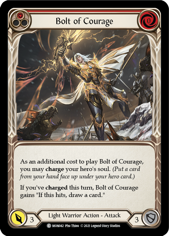 Bolt of Courage (Red) [Monarch 1st Edition] 1st Edition Rainbow Foil