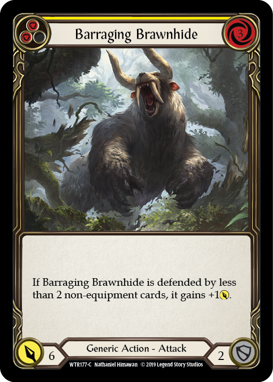 Barraging Brawnhide (Yellow) [Welcome to Rathe 1st Edition] Alpha Print Normal