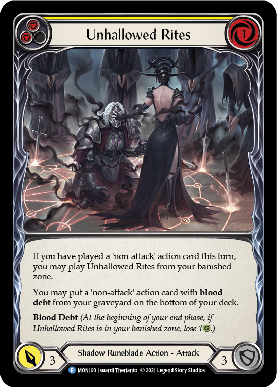 Unhallowed Rites (Yellow) [Monarch 1st Edition] 1st Edition Rainbow Foil