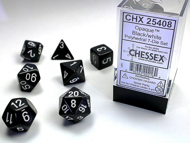 Chessex: Opaque 7-Die Set Black/White