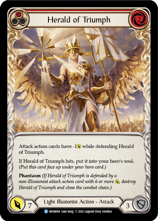 Herald of Triumph (Red) [Monarch 1st Edition] 1st Edition Rainbow Foil