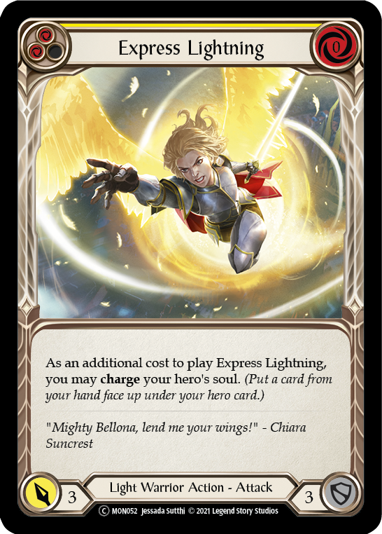Express Lightning (Yellow) [Monarch Unlimited] Unlimited Rainbow Foil