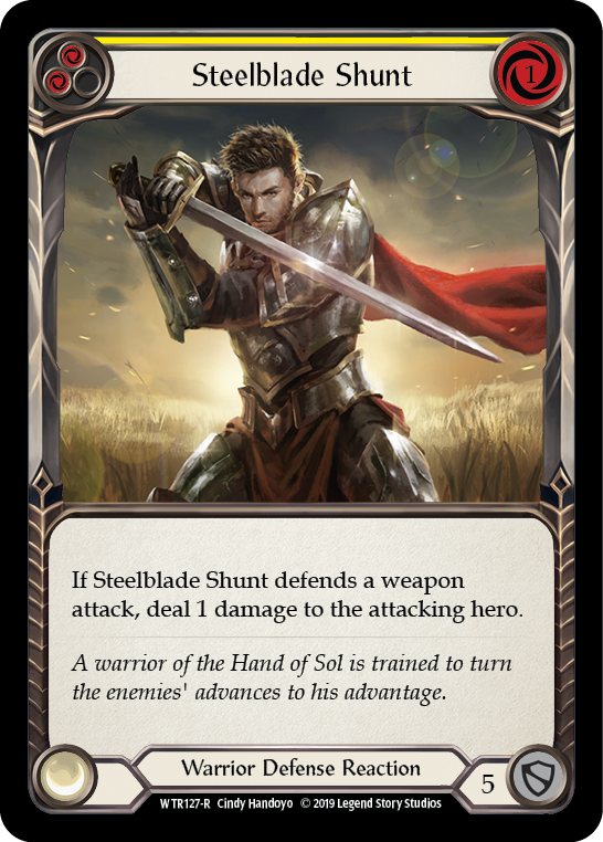 Steelblade Shunt (Yellow) [Welcome to Rathe 1st Edition] Alpha Print Rainbow Foil