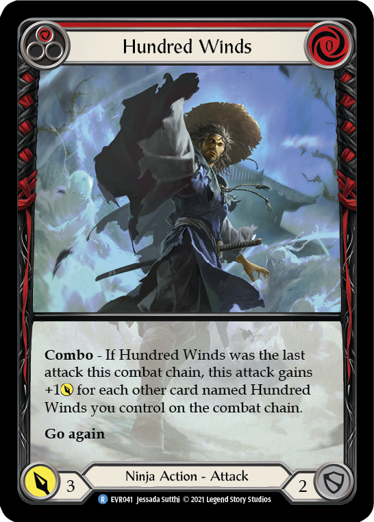 Hundred Winds (Red) [Everfest] 1st Edition Extended Art Rainbow Foil