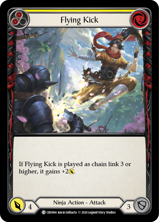 Flying Kick (Yellow) [Crucible of War 1st Edition] 1st Edition Rainbow Foil