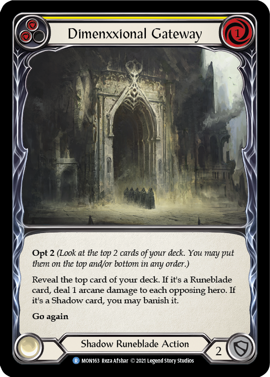 Dimenxxional Gateway (Yellow) [Monarch 1st Edition] 1st Edition Rainbow Foil
