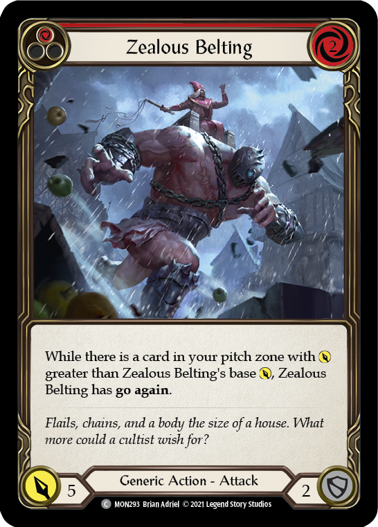 Zealous Belting (Red) [Monarch 1st Edition] 1st Edition Rainbow Foil