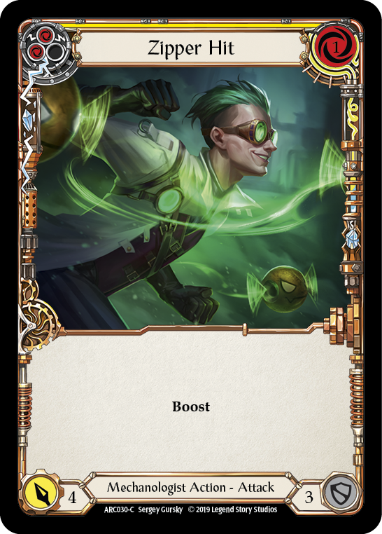 Zipper Hit (Yellow) [Arcane Rising 1st Edition] 1st Edition Rainbow Foil