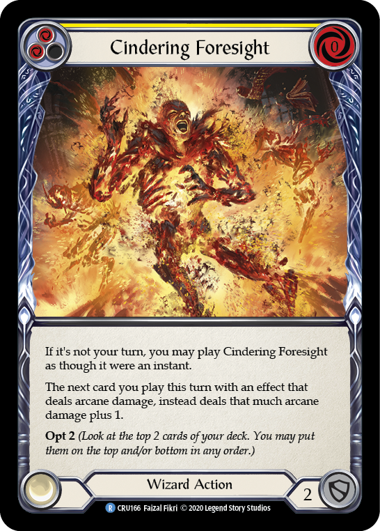 Cindering Foresight (Yellow) [Crucible of War 1st Edition] 1st Edition Rainbow Foil