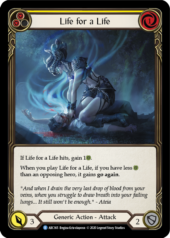 Life for a Life (Yellow) [Arcane Rising Unlimited] Unlimited Rainbow Foil