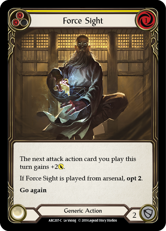Force Sight (Yellow) [Arcane Rising 1st Edition] 1st Edition Rainbow Foil