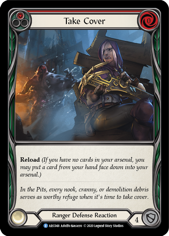 Take Cover (Red) [Arcane Rising Unlimited] Unlimited Rainbow Foil