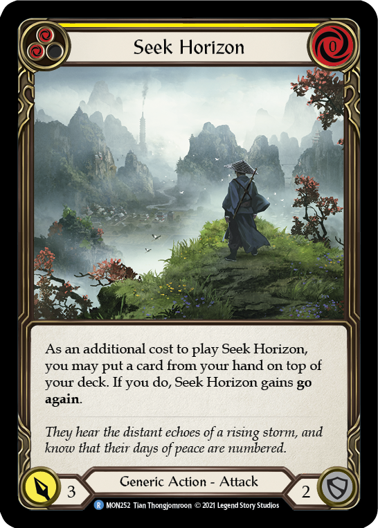 Seek Horizon (Yellow) [Monarch 1st Edition] 1st Edition Rainbow Foil