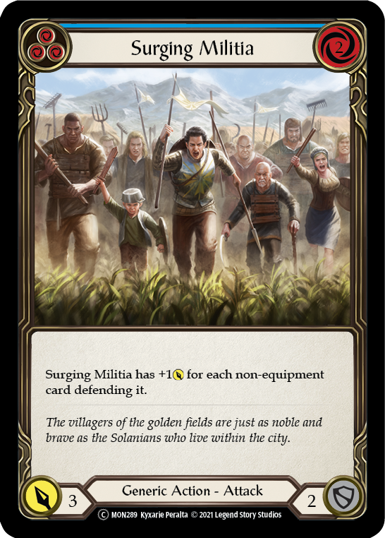 Surging Militia (Blue) [Monarch Unlimited] Unlimited Rainbow Foil