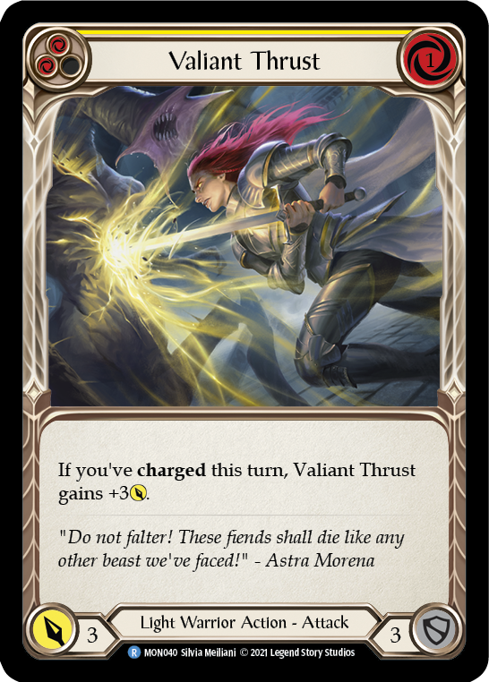 Valiant Thrust (Yellow) [Monarch 1st Edition] 1st Edition Normal