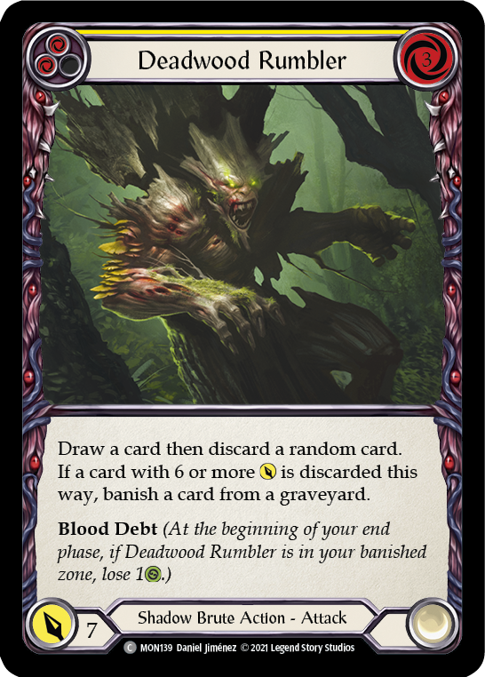 Deadwood Rumbler (Yellow) [Monarch 1st Edition] 1st Edition Rainbow Foil