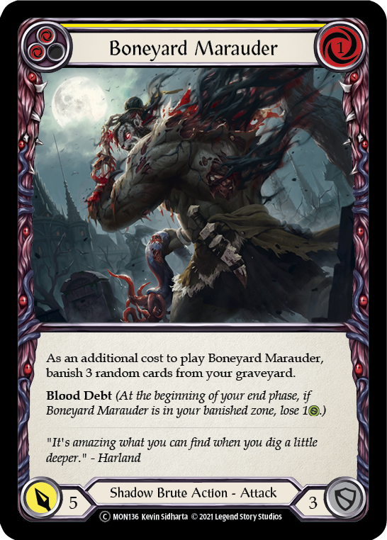 Boneyard Marauder (Yellow) [Monarch Unlimited] Unlimited Rainbow Foil