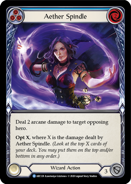 Aether Spindle (Blue) [Arcane Rising Unlimited] Unlimited Rainbow Foil