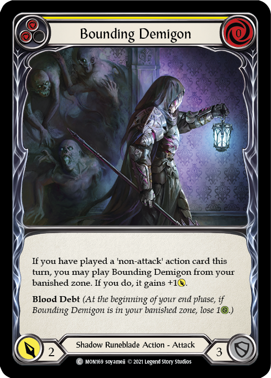 Bounding Demigon (Yellow) [Monarch 1st Edition] 1st Edition Rainbow Foil