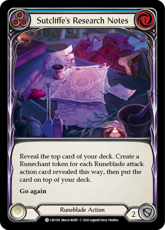 Sutcliffe's Research Notes (Blue) [Crucible of War 1st Edition] 1st Edition Rainbow Foil