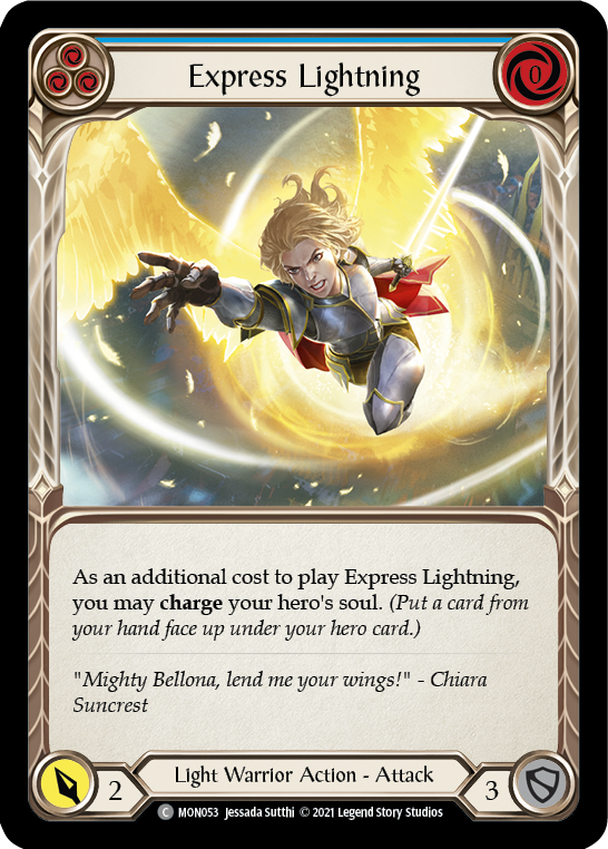Express Lightning (Blue) [Monarch 1st Edition] 1st Edition Rainbow Foil