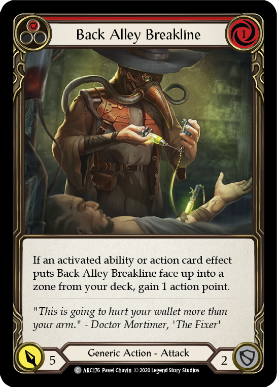 Back Alley Breakline (Red) [Arcane Rising Unlimited] Unlimited Rainbow Foil