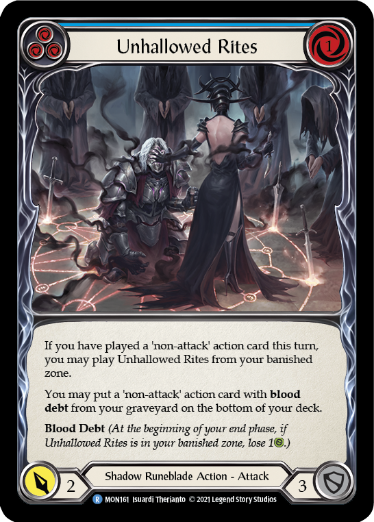 Unhallowed Rites (Blue) [Monarch 1st Edition] 1st Edition Rainbow Foil