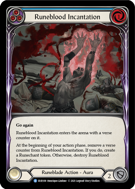 Runeblood Incantation (Blue) [Everfest] 1st Edition Rainbow Foil
