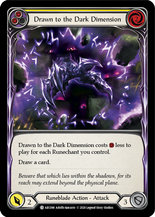 Drawn to the Dark Dimension (Yellow) [Arcane Rising Unlimited] Unlimited Rainbow Foil