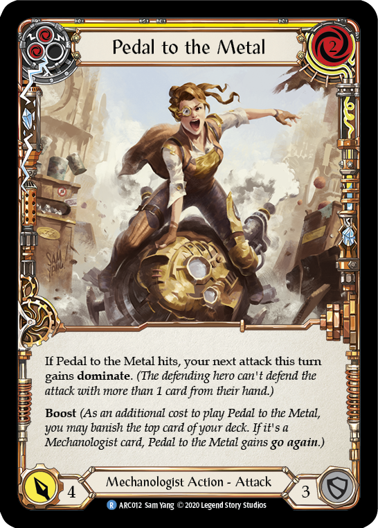 Pedal to the Metal (Yellow) [Arcane Rising Unlimited] Unlimited Rainbow Foil