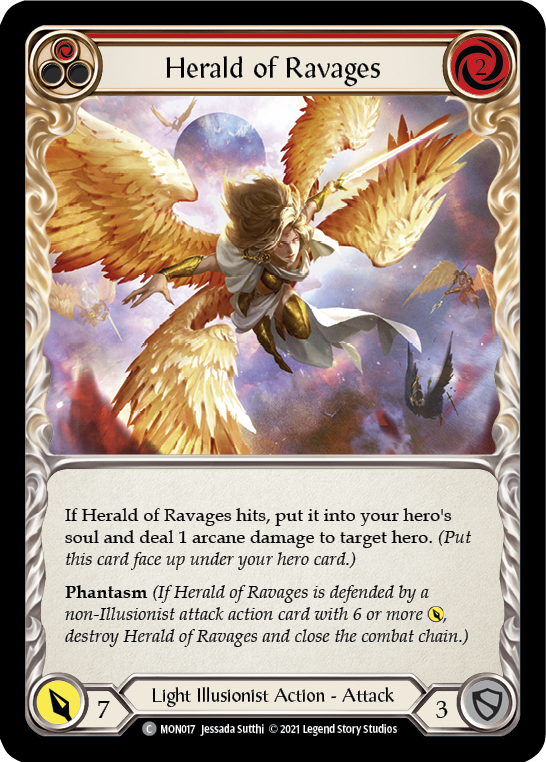 Herald of Ravages (Red) [Monarch 1st Edition] 1st Edition Rainbow Foil