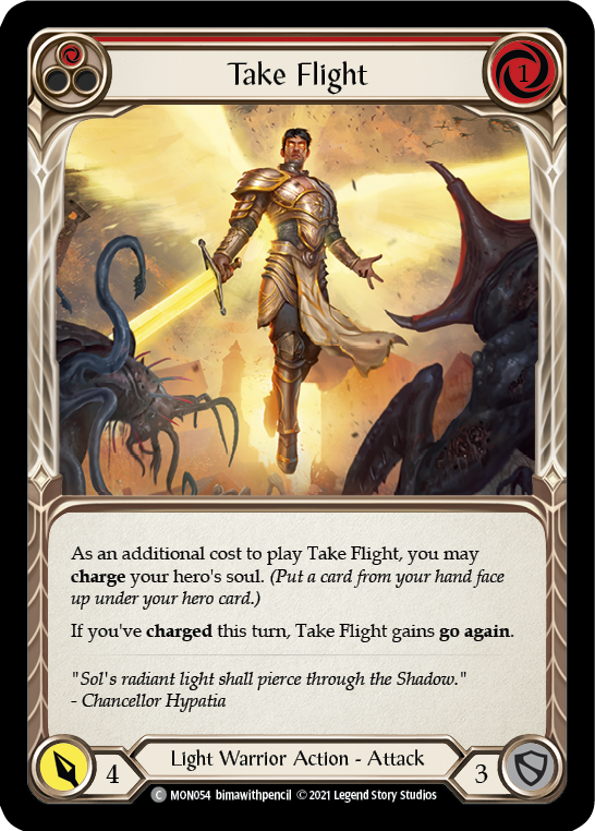 Take Flight (Red) [Monarch 1st Edition] 1st Edition Rainbow Foil