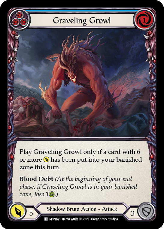 Graveling Growl (Blue) [Monarch 1st Edition] 1st Edition Rainbow Foil